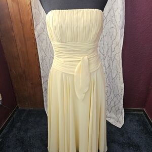 B2 Yellow Chiffon Strapless Dress Midi Women's Size 10